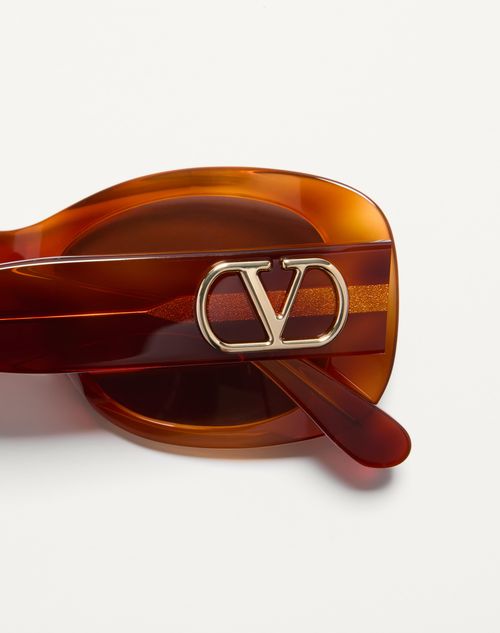 Valentino - Rectangular 70's Acetate Glasses - Beige/brown - Unisex - Eyewear