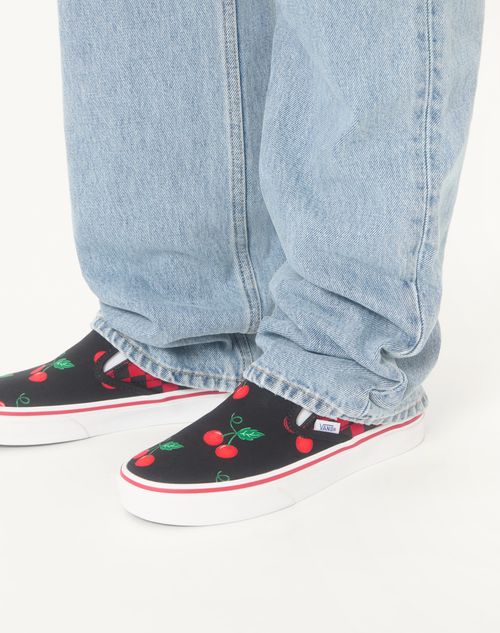 Valentino Garavani - Valentino Garavani And Vans Slip-on Fabric Sneaker With Maxi Cherryfic Print And Vlogo Checkerboard Print - Red/black - Woman - Sneakers