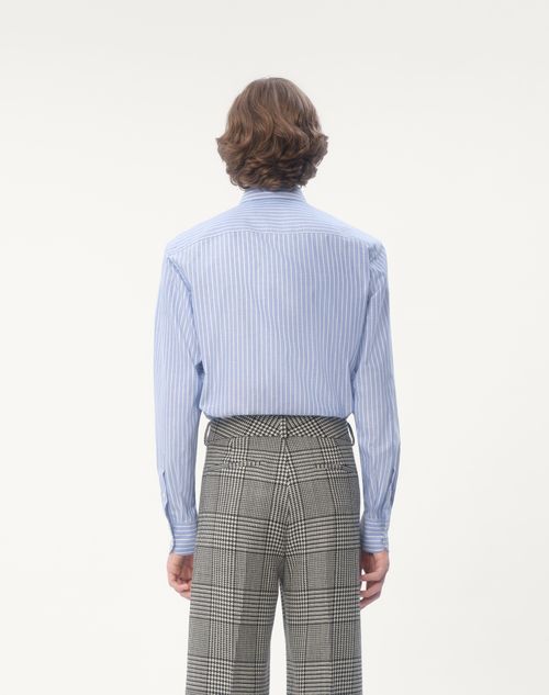 Valentino - Vlogo Embroidered Cotton Shirt - White/light Blue - Man - Shirts