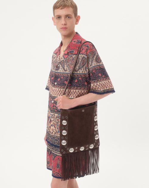 Valentino - Bowling Shirt In Cotton Muslin With Voyage Imaginaire Print And Passementerie Trims - Multicolor - Man - Shirts