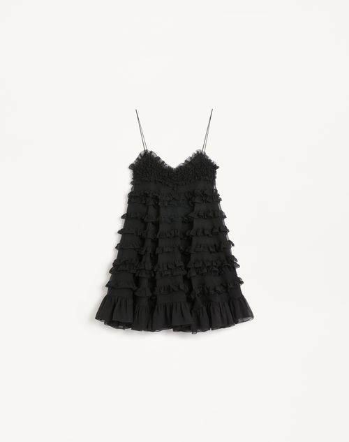 Valentino - シフォン ショートドレス - ブラック - ウィメンズ - ドレス