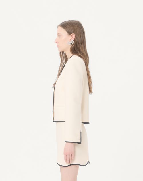 Valentino - Crepe Couture Jacket - Vanilla/black - Woman - Jackets And Blazers