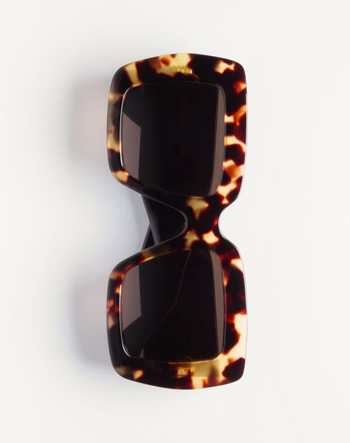Valentino - Rectangular Acetate Eyewear - Ivory/black/brown - Woman - Eyewear