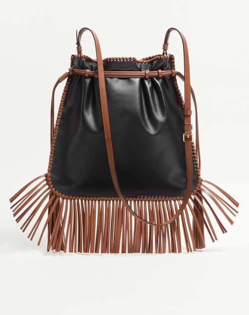 Valentino Garavani - Valentino Garavani Nellcôte Alice Embroidered Bag With Fringes - Black/multicolor/tobacco - Woman - Shoulder Bags