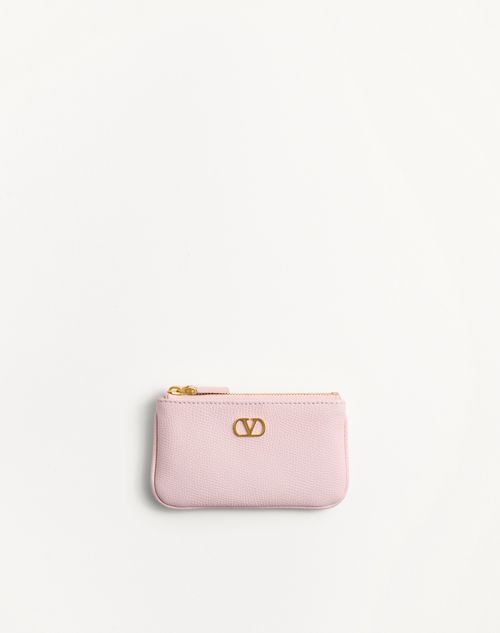 Valentino Garavani Vlogo Signature Grainy Calfskin Key Ring Woman Rose Quartz Onesize