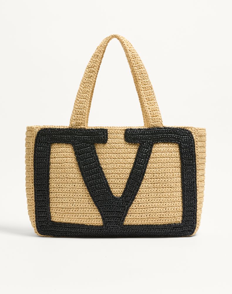 Valentino Garavani  Garavani Viva Superstar Large Raffia Shopping Bag Woman Natural Uni In Natural