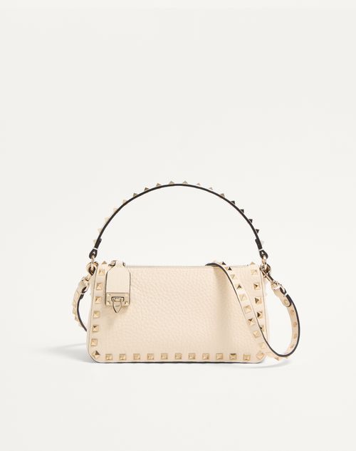 Valentino Garavani Small Rockstud Grainy Calfskin Crossbody Bag Woman Light Ivory Onesize
