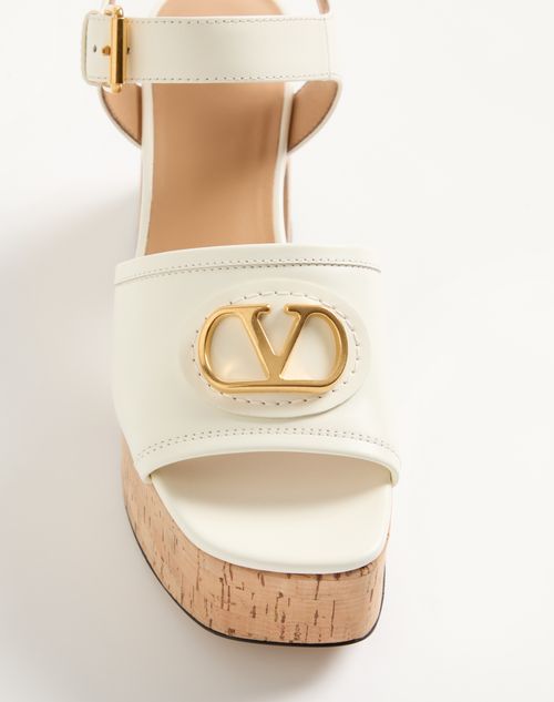 Valentino Garavani - Vlogo Signature Calfskin Sandal 80mm - Ivory - Woman - Sandals