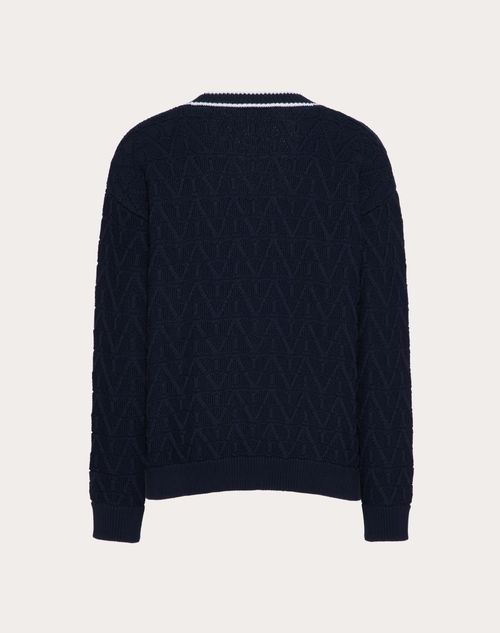 Valentino - Toile Iconographe Pattern Cotton Cardigan - Navy/ivory - Man - Knitwear