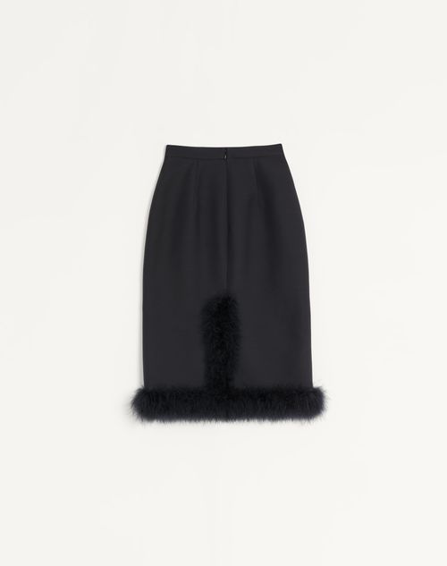 Valentino - Falda De Crepe Couture Con Plumas - Negro - Mujer - Faldas