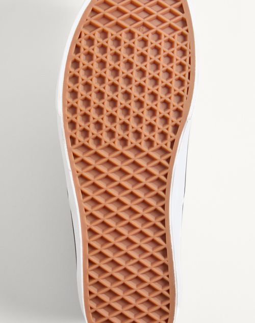 Valentino Garavani - Valentino Garavani And Vans Low-top Fabric Trainer With Vlogo Checkerboard Print And Le Chat De La Maison Print - Black/lemon - Man - Sneakers