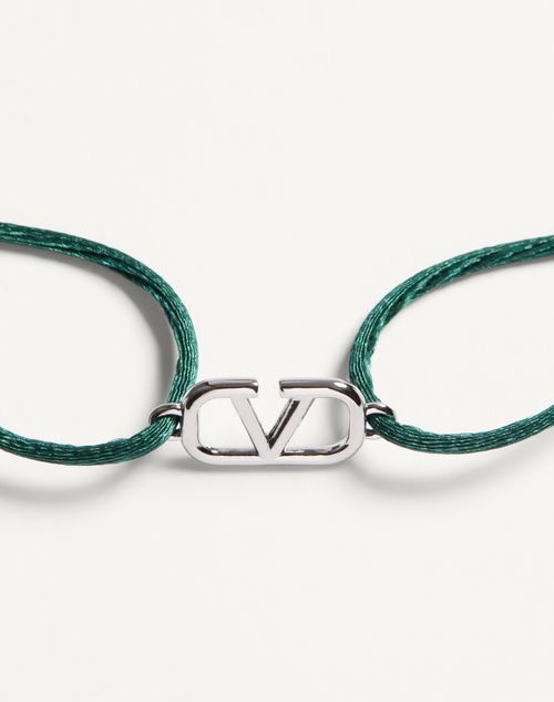 Valentino Garavani - Vlogo Signature Cotton Bracelet - English Green - Man - Jewelry