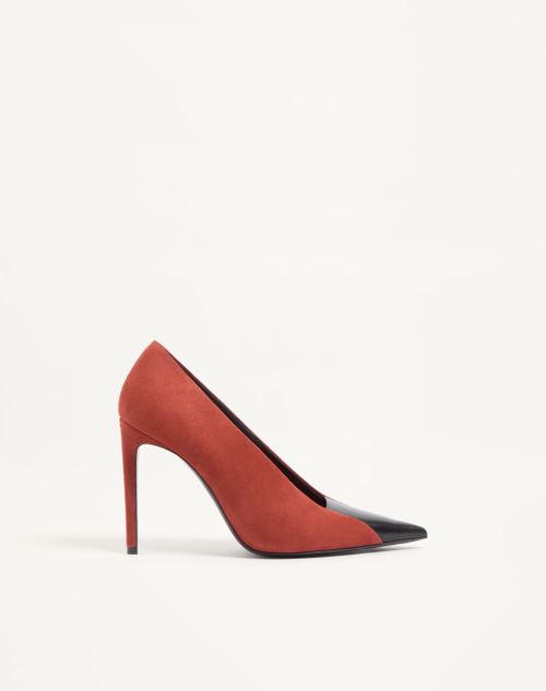 Valentino Garavani - Décolleté Révélé In Camoscio 105mm - Ruggine/nero - Donna - Décolleté E Slingbacks