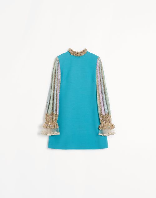 Valentino Besticktes Kurzes Crepe Couture Kleid Frau Multicolor 42
