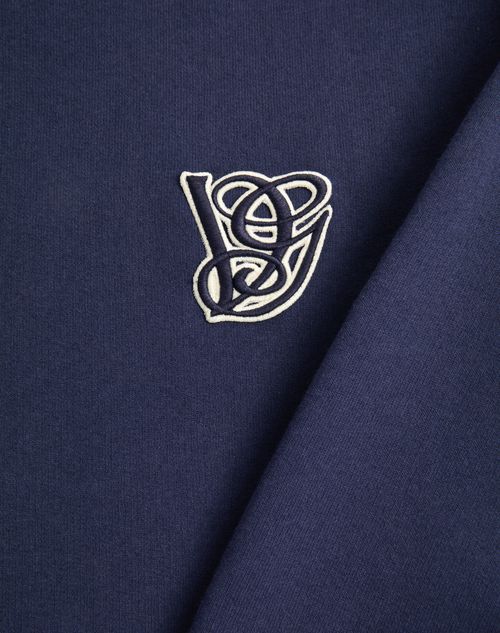 Valentino - Cotton Sweatshirt With Vg Patch - Blue - Man - T-shirts And Sweatshirts