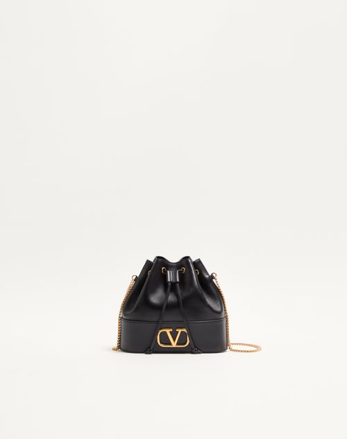 Valentino Garavani - Mini Bucket Bag In Nappa With Vlogo Signature Chain - Black - Woman - Shoulder Bags