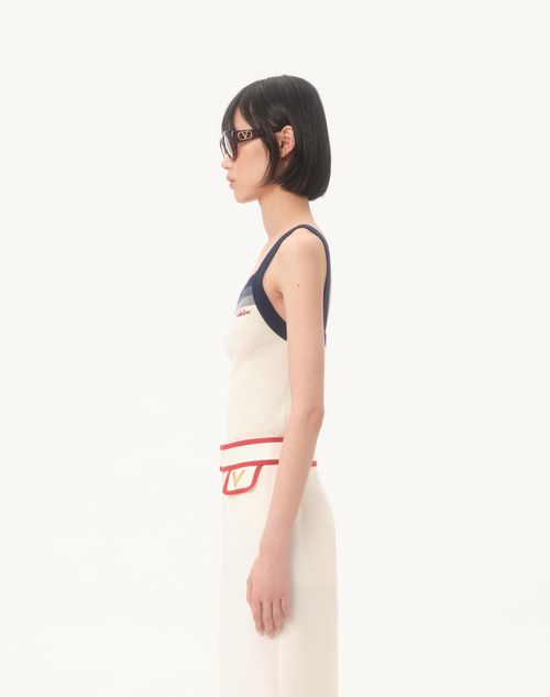 Valentino - Wool Top - Birch/navy - Woman - Shirts And Tops
