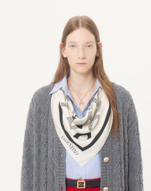 Valentino Garavani - Foulard D'archivio Valentino In Seta Le Fou De L'archive - Burro/nero - Donna - Accessori Tessili