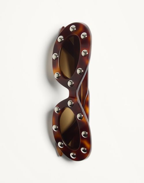 Valentino - Oval Acetate Glasses - Havana/brown - Woman - Eyewear