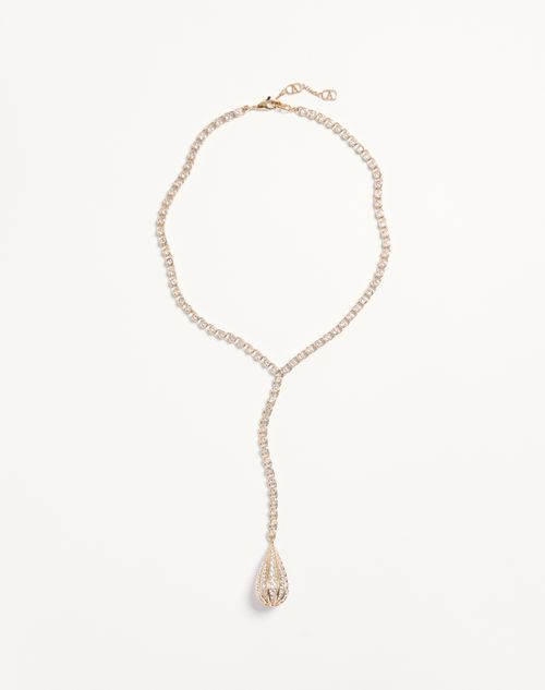 Valentino Garavani Poetique Des Gouttes Necklace In Metal And Swarovski Crystals Woman Gold/crystal Onesize