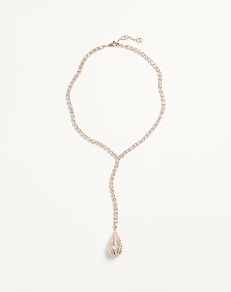Valentino Garavani Poetique Des Gouttes Necklace In Metal And Swarovski® Crystals Woman Gold/crystal In Multi