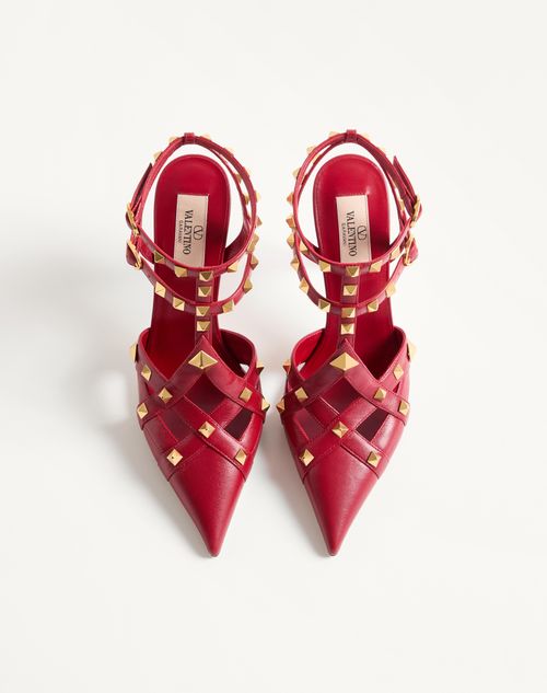 Valentino Garavani - Zapatos De Salón Studdy De Cabritilla Con Tacón De 100 mm - Rojo - Mujer - Salones