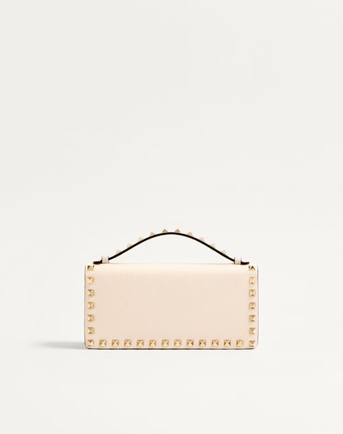 Valentino Garavani - Rockstud Wallet With Chain In Grainy Calfskin - Light Ivory - Woman - Wallets And Small Leather Goods