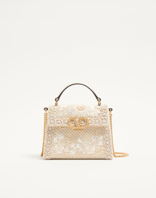 Valentino Garavani - Valentino Garavani Mini Vsling Embroidered Handbag With Jewel Logo - Butter - Woman - Top Handle Bags