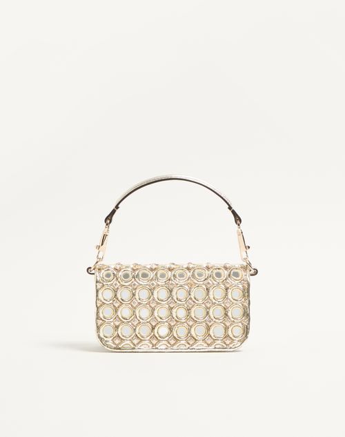 Valentino Garavani - Valentino Garavani Locò Small Shoulder Bag Embroidered With Jewel Logo - Silver - Woman - Shoulder Bags