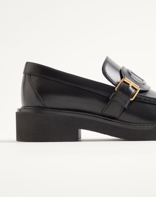 Valentino Garavani - Mocassino Vlogo Embossed In Vitello 40mm - Nero - Donna - Mocassini
