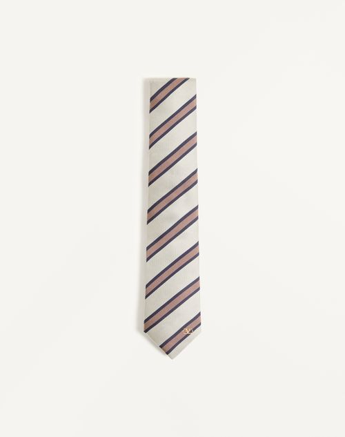 Valentino Garavani - Jacquard Regimental Silk Tie - White/blue - Man - Soft Accessories