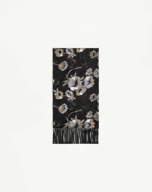 Valentino Garavani - Camelia Silk Scarf With Metallic Fiber - Black/multicolor - Woman - Soft Accessories