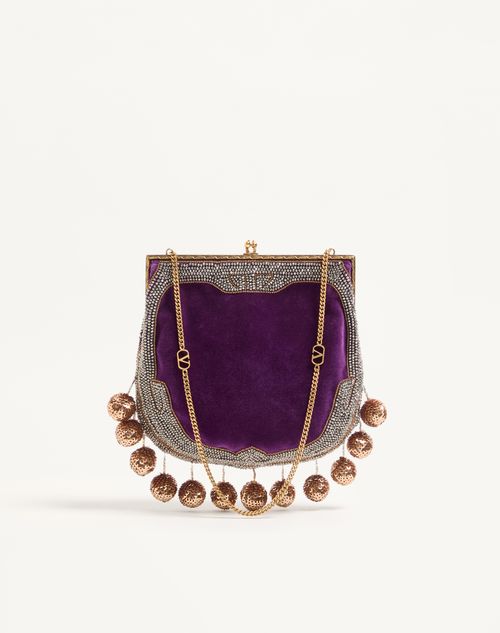 Valentino Garavani - Sobre Valentino Garavani Nellcote De Terciopelo Con Bordado De Le Chien De La Maison - Violeta/multicolor - Mujer - Bolso De Mano