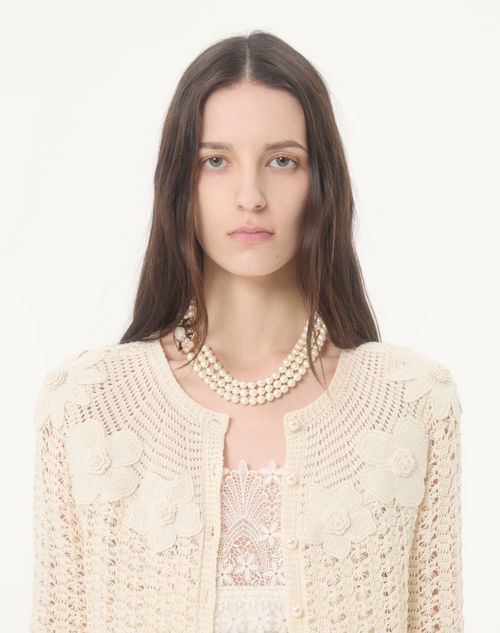 Valentino - Embroidered Cardigan - Birch - Woman - Knitwear