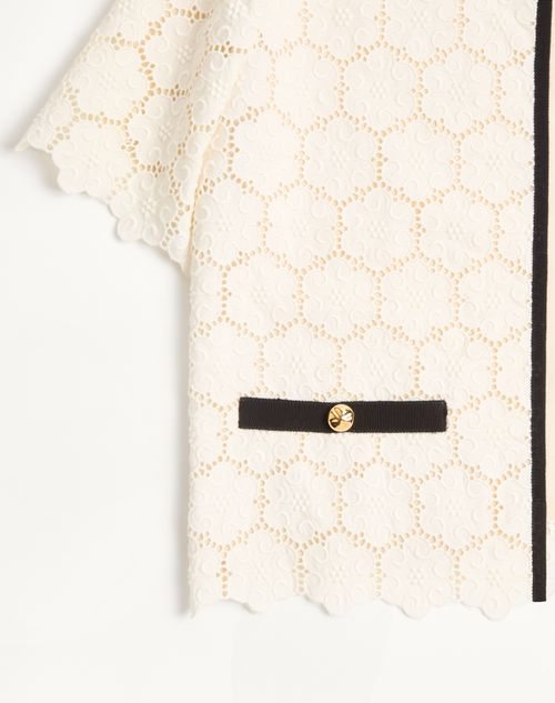 Valentino - Jacket In Fleurs A Jour Cotton - Latte/black - Woman - Jackets And Blazers