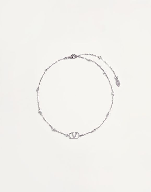 ミニ Vロゴ シグネチャー メタル X スワロフスキー®クリスタル