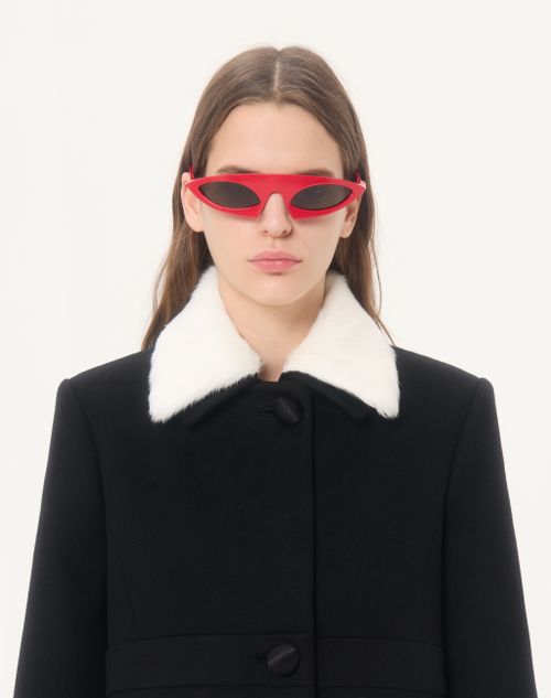 Valentino - Embroidered Compact Drap Coat - Black/white - Woman - Coats And Outerwear