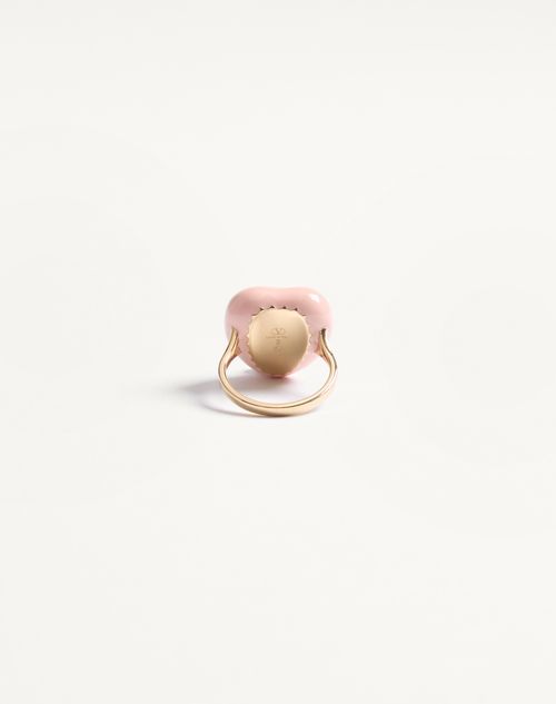 Valentino Garavani - Coeur Royal Ring In Metal And Enamel - Gold/pink - Woman - Jewelry