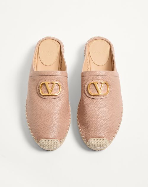 Valentino Garavani - Vlogo Signature Mule In Grainy Calfskin 25mm - Rose Cannelle - Woman - Espadrilles And Wedges