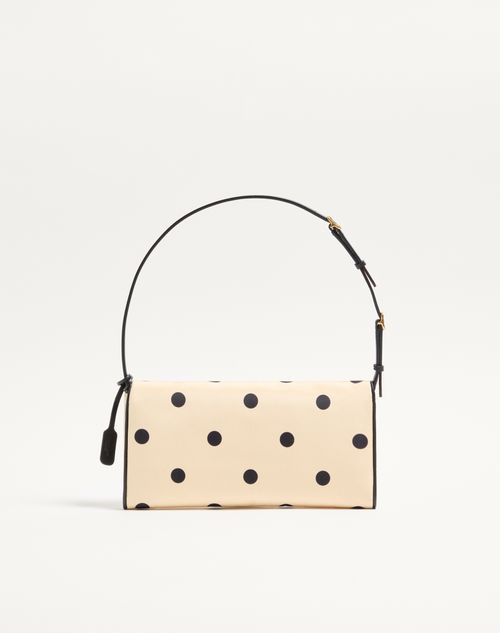Valentino Garavani - Valentino Garavani Devain Small Shoulder Bag In Moiré Plus De Pois Fabric - Butter/black - Woman - Shoulder Bags