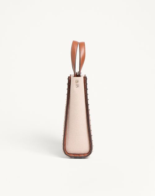 Valentino Garavani - ロックスタッズ キャンバス スモール トート - ナチュラル/タバコ/サドルブラウン/カプチーノ - メンズ - トート