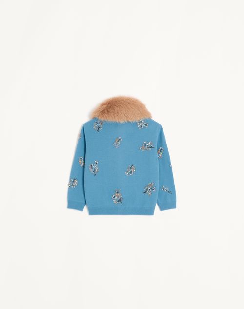 Valentino - Embroidered Cardigan - Celestial Blue - Woman - Knitwear