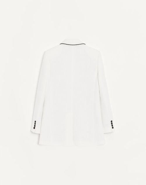 Valentino - Canestrello Cotton Tweed Jacket - Latte/black - Woman - Jackets And Blazers