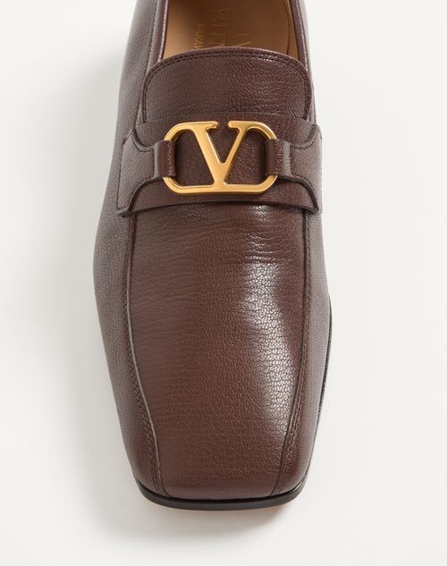 Valentino Garavani - Vlogo Signature Kidskin Loafer - Brown - Man - Loafers And Drivers
