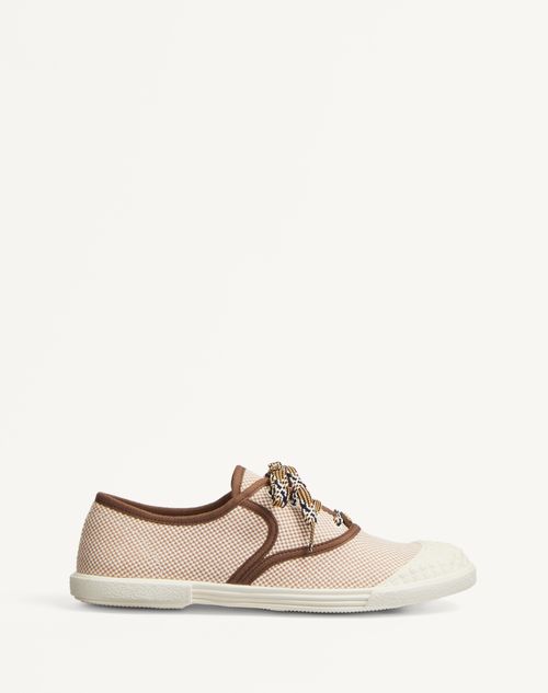 Valentino Bay By Bay Bicolor Canvas Low-top Sneakers In Tobacco