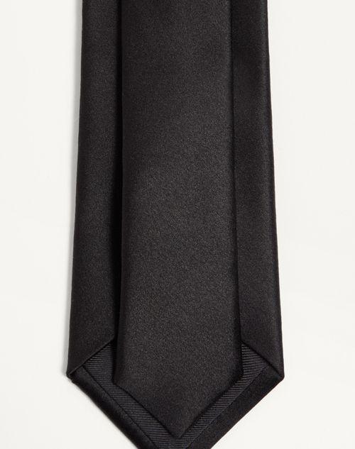 Valentino Garavani - Valentie Silk Tie With Vlogo Signature Detail - Black/gold - Man - Soft Accessories