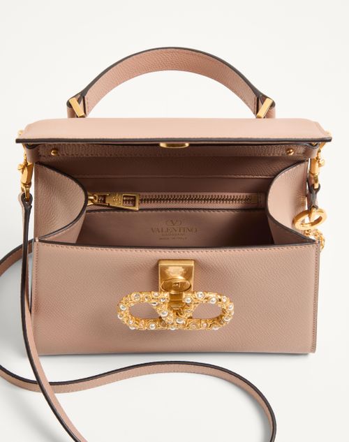 Valentino Garavani - Valentino Garavani Vsling Small Handbag In Grainy Calfskin With Jewel Logo - Rose Cannelle - Woman - Top Handle Bags