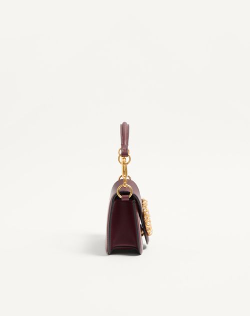 Valentino Garavani - Valentino Garavani Locò Small Shoulder Bag In Calfskin With Jewel Logo - Rosewood - Woman - Shoulder Bags
