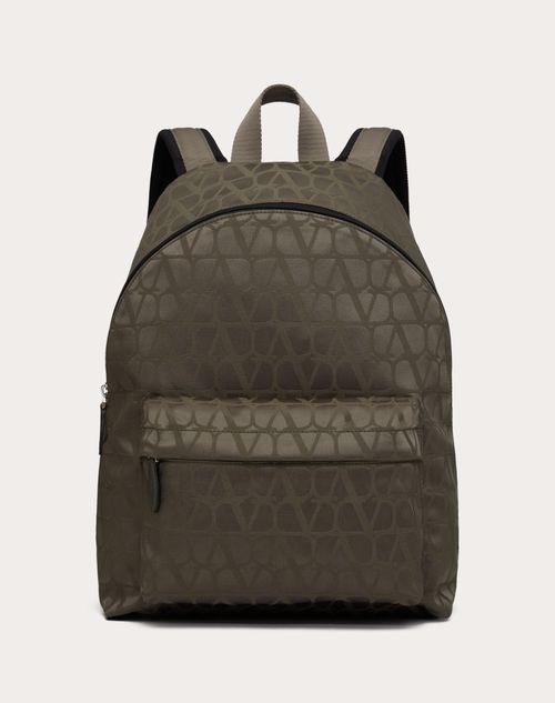 Shop Valentino Garavani Toile Iconographe Backpack In Technical Fabric In ミリタリーグリーン