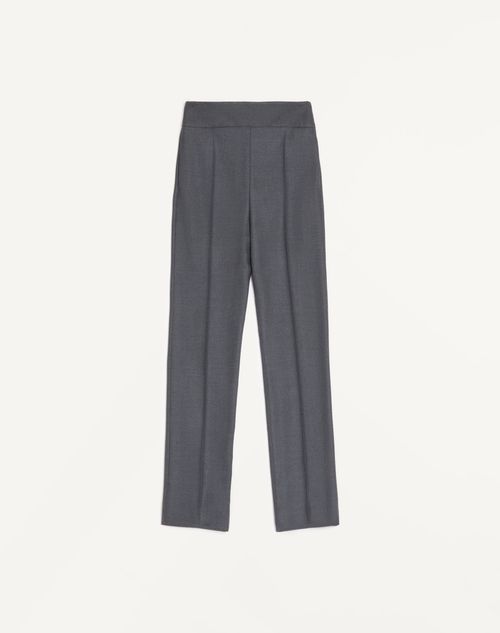 Valentino - Hose Aus Strukturierter Seidenwolle - Dunkelgrau - Frau - Hosen Und Shorts